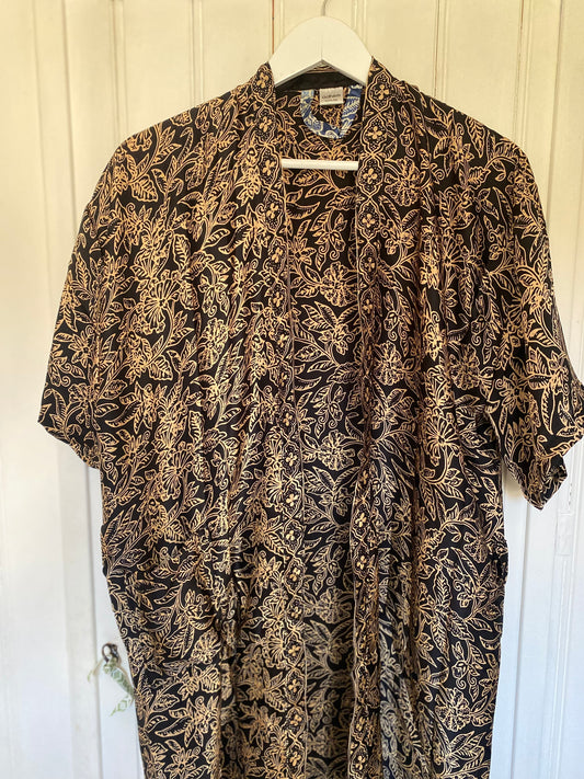 Robe/Kimono 100%Silk Gold & Black