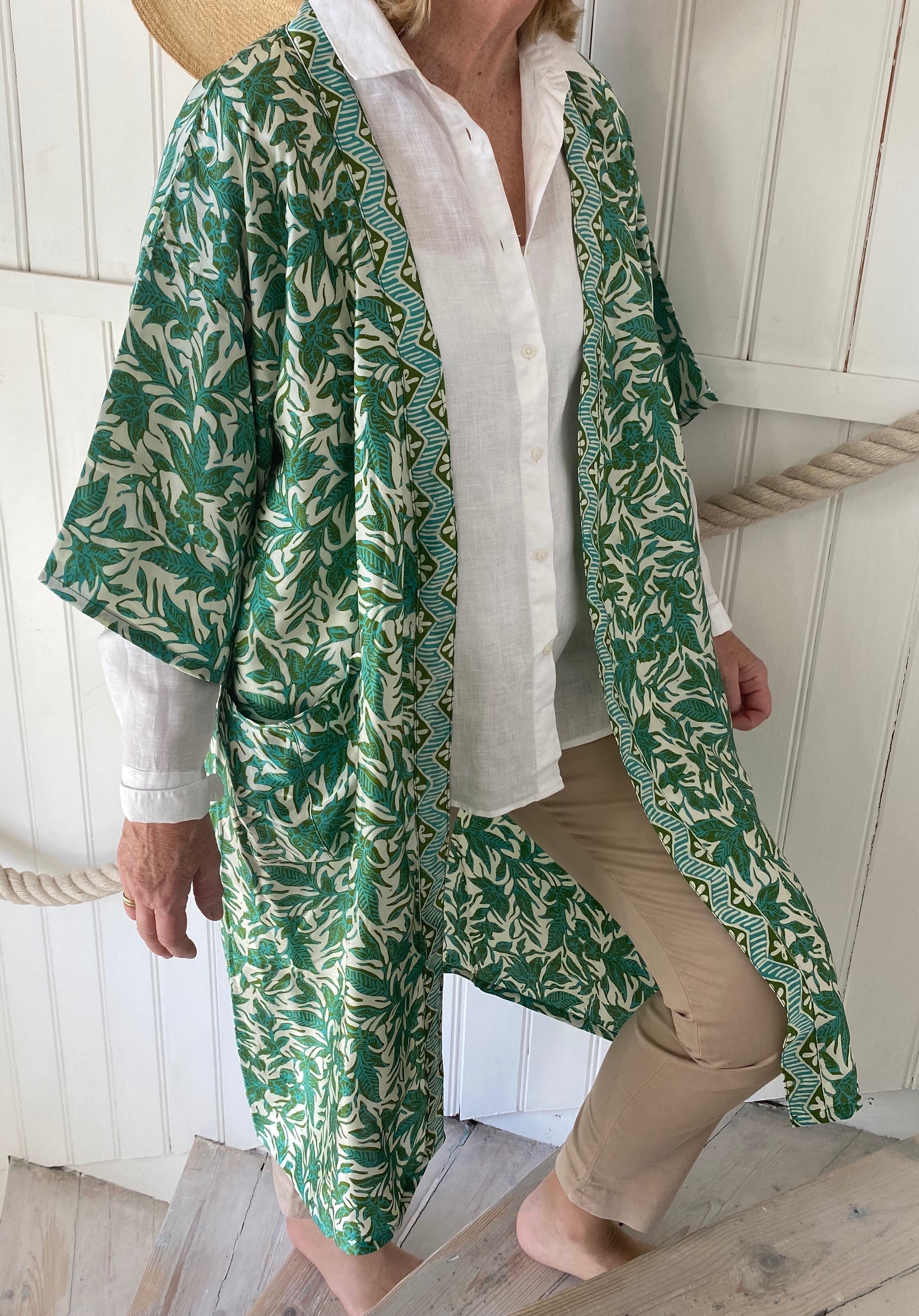 Light Green Silk Robe Kimono