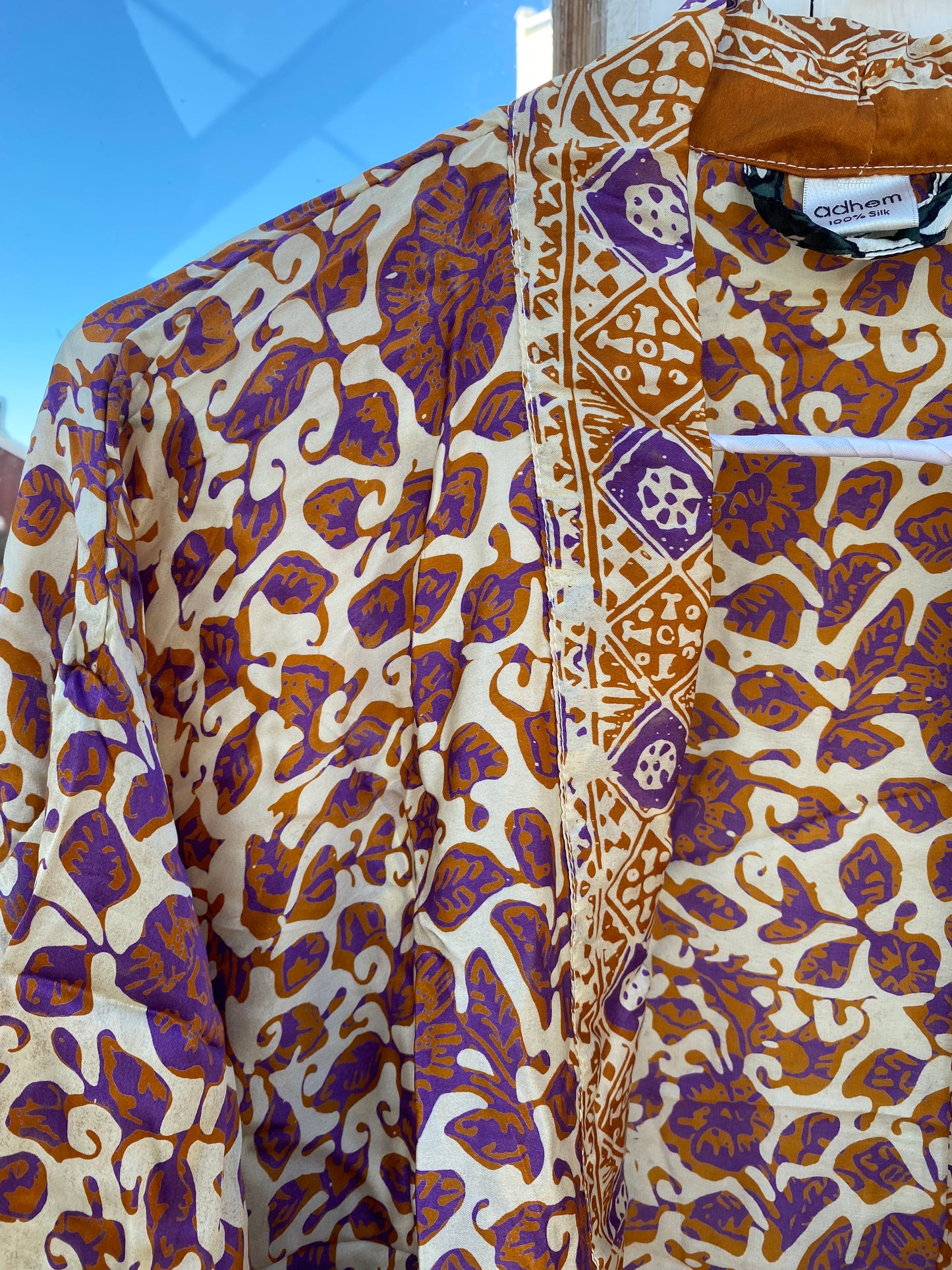 Robe / Kimono Purple/ Orange 100% Silk