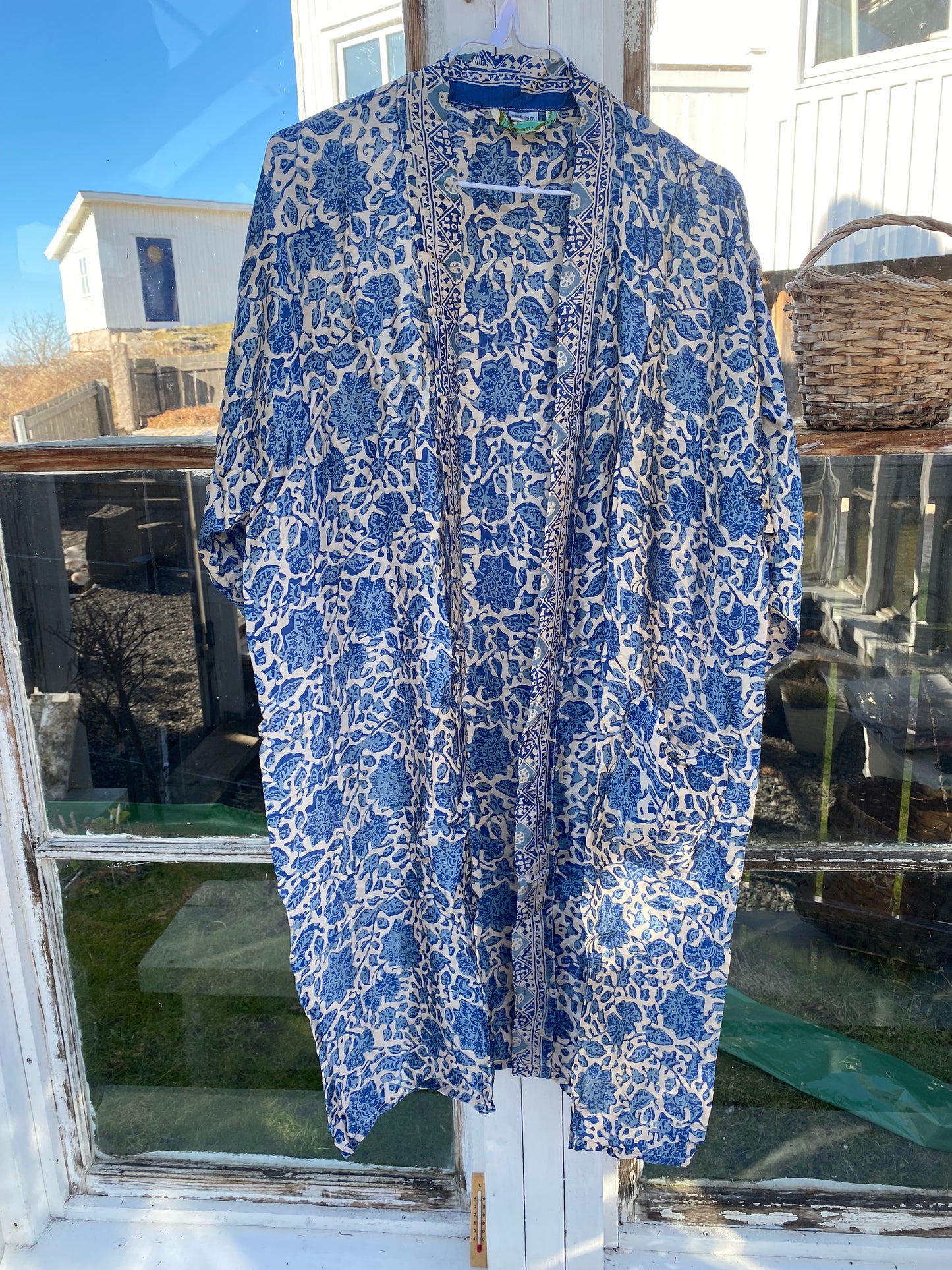 Robe/ Kimono 100% Silk Baby Blue