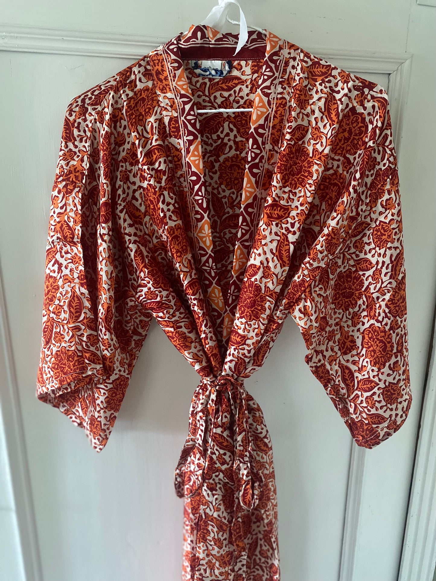 Robe/ Kimono Orange 100% Silk