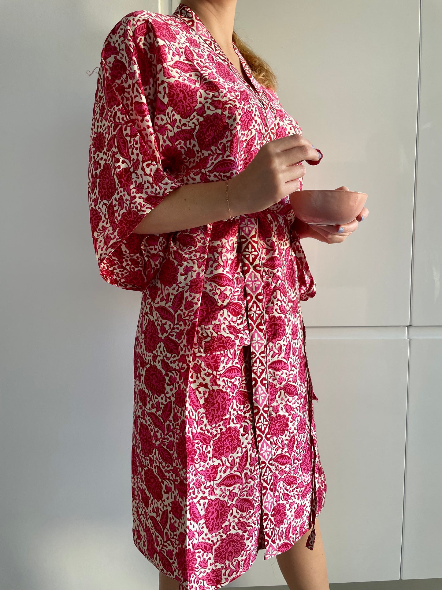 Pink Silk Robe Kimono
